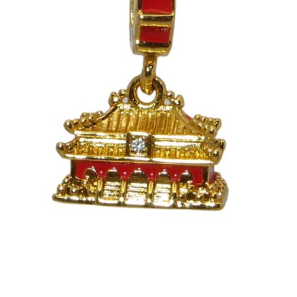 Pandora RARE Beijing Forbidden City SHINE CZ & Red Enamel Dangle Charm 768921C01 - Picture 2 of 7